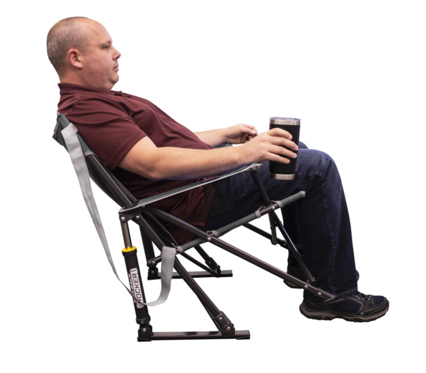 Chaise à bascule de camping pliable - Gris