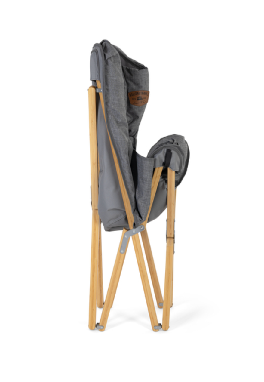 Fauteuil pliant lounge bambou – dimensions pliées 119×19×18 cm avec sac de transport
