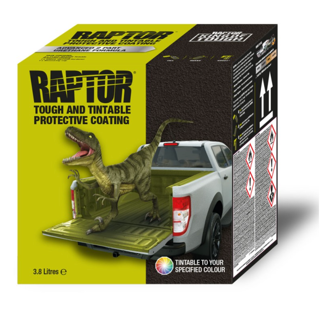 Kit revêtement polyuréthane RAPTOR blanc avec bouteilles, durcisseur et gobelet doseur
