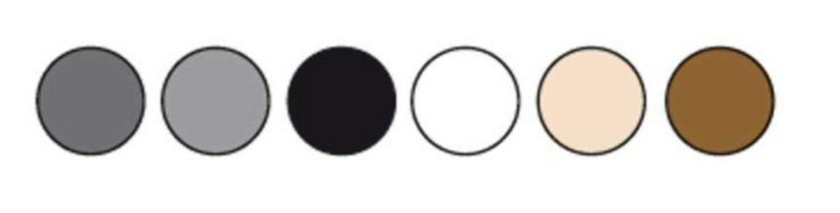 Nuancier de coloris de l'embout EN-O Truma : gris, gris clair, noir, blanc, beige, marron