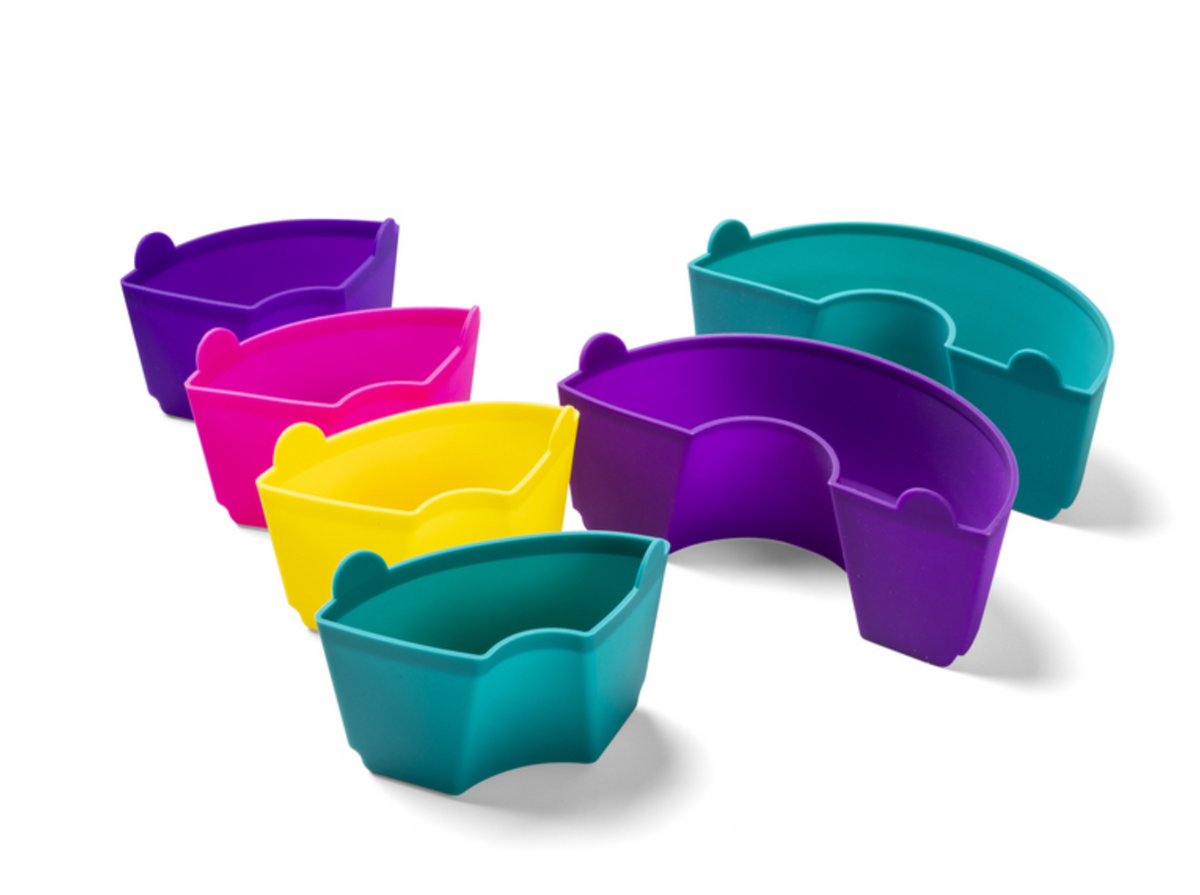 Moules en silicone Omnia MAXI, lot de six éléments colorés comprenant deux demi-moules et quatre quarts