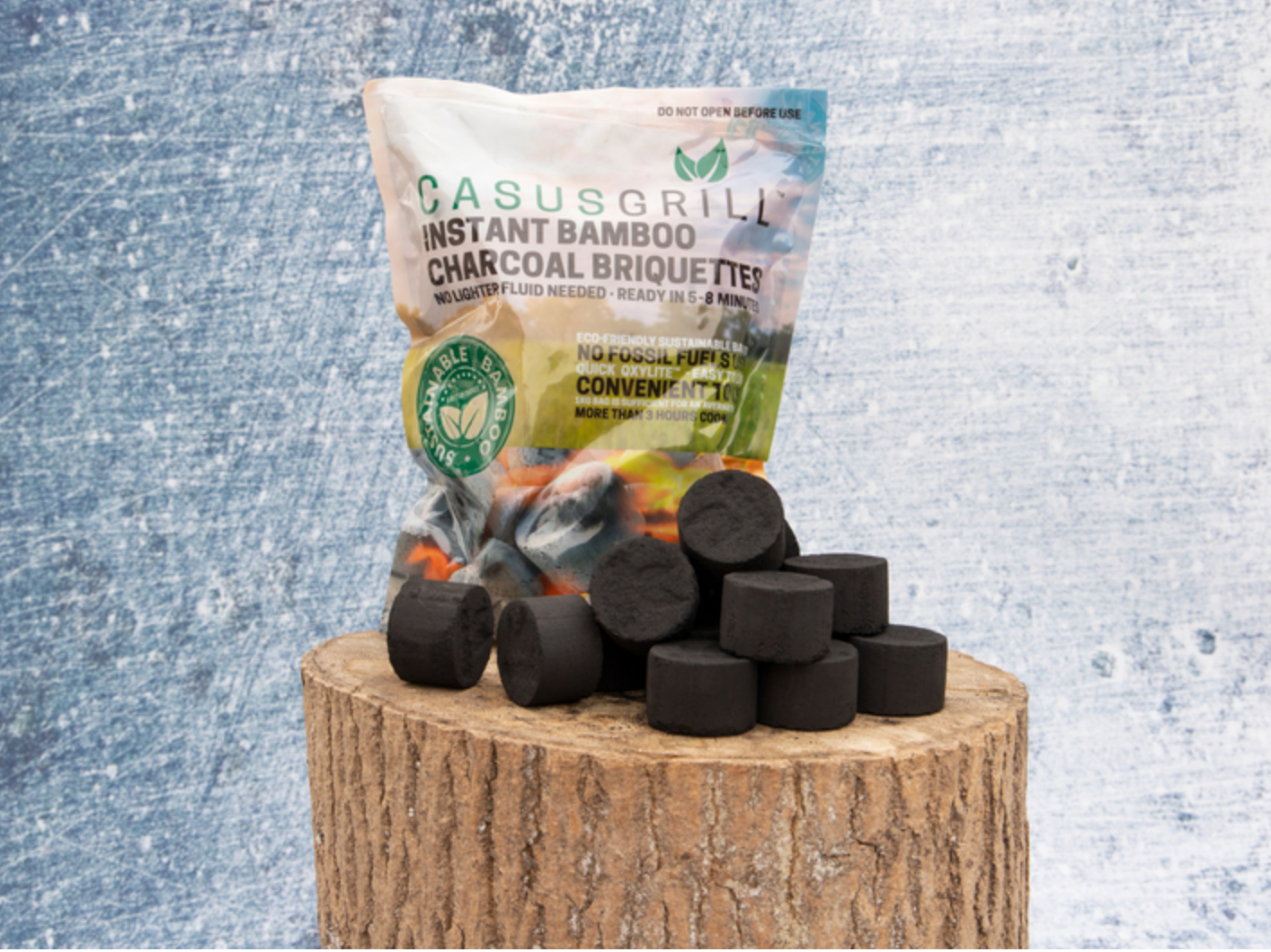Briquettes de bambou Casus 1kg – combustible compact pour barbecue outdoor