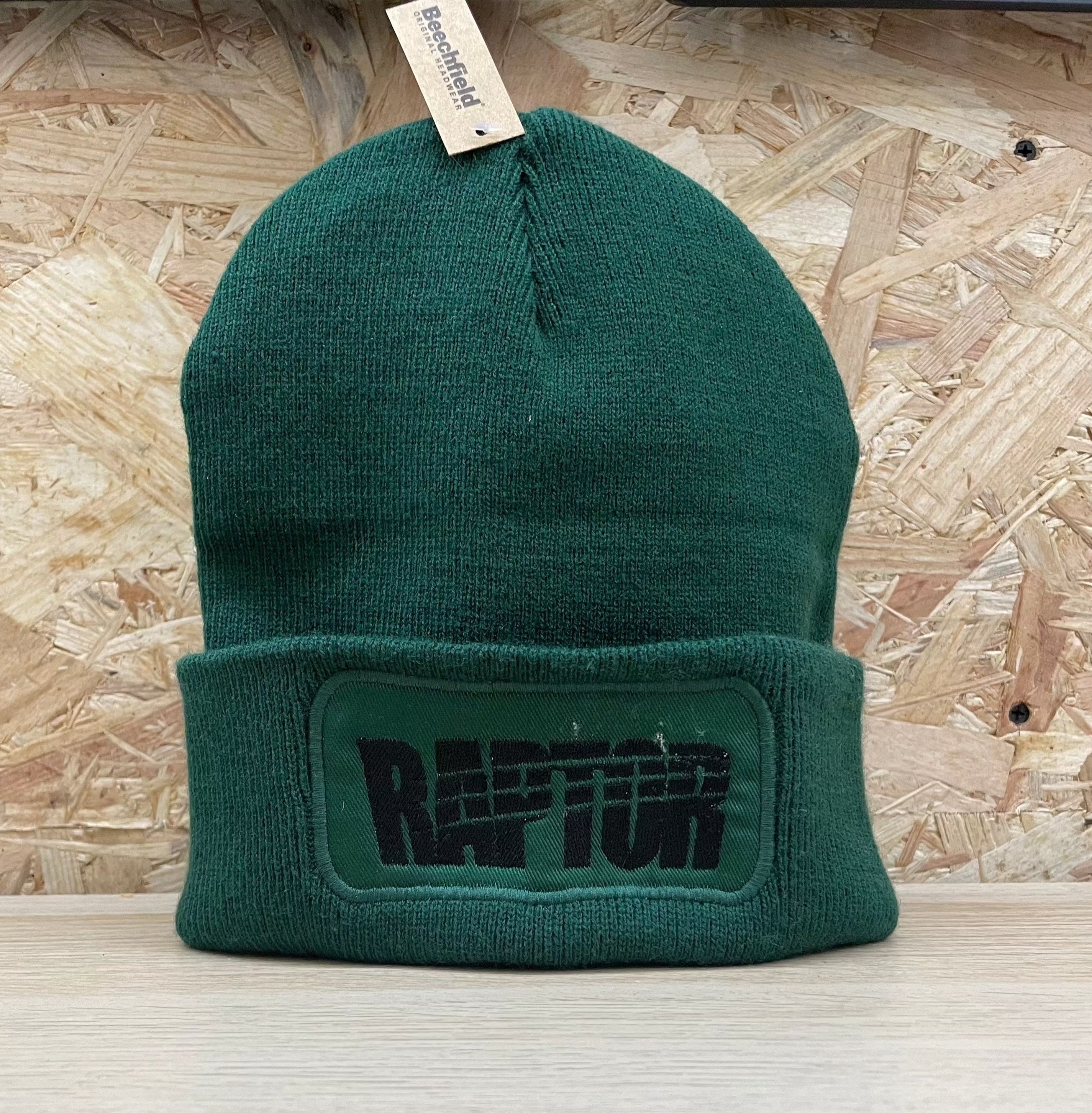 Bonnet logo raptor vert bouteille brodé noir