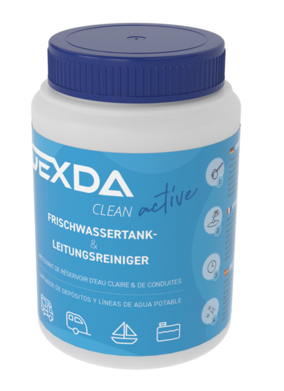 Nettoyant réservoir eau claire DEXDA Clean active WM Aquatec en pot avec couvercle bleu