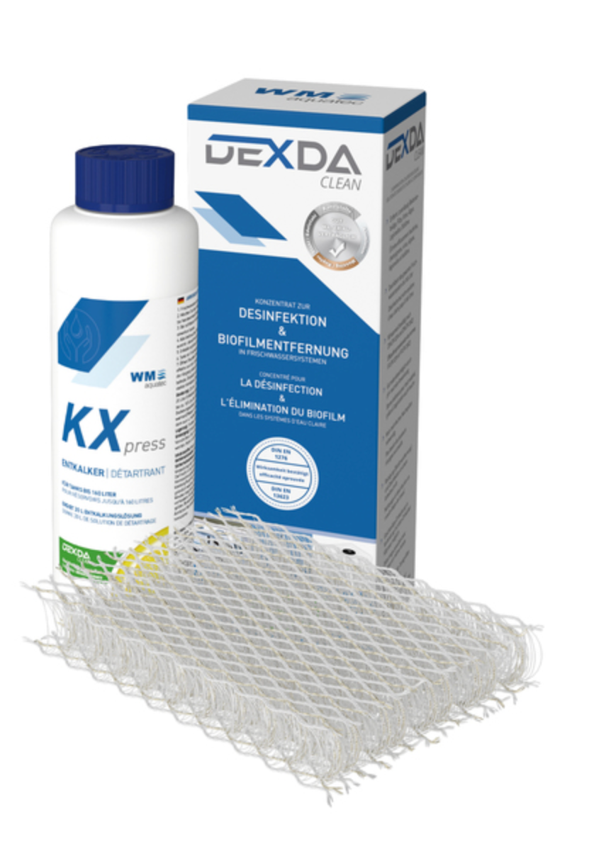 it HYGIENE-TRIO WM Aquatec avec flacon KXpress, boîte DEXDA Clean et dispositif SILVERTEX