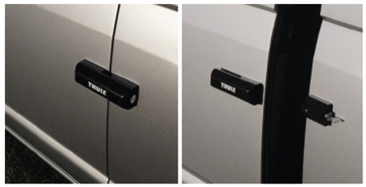 Serrure de sécurité Thule Van Lock installée sur les portes coulissante et arrière d'un fourgon