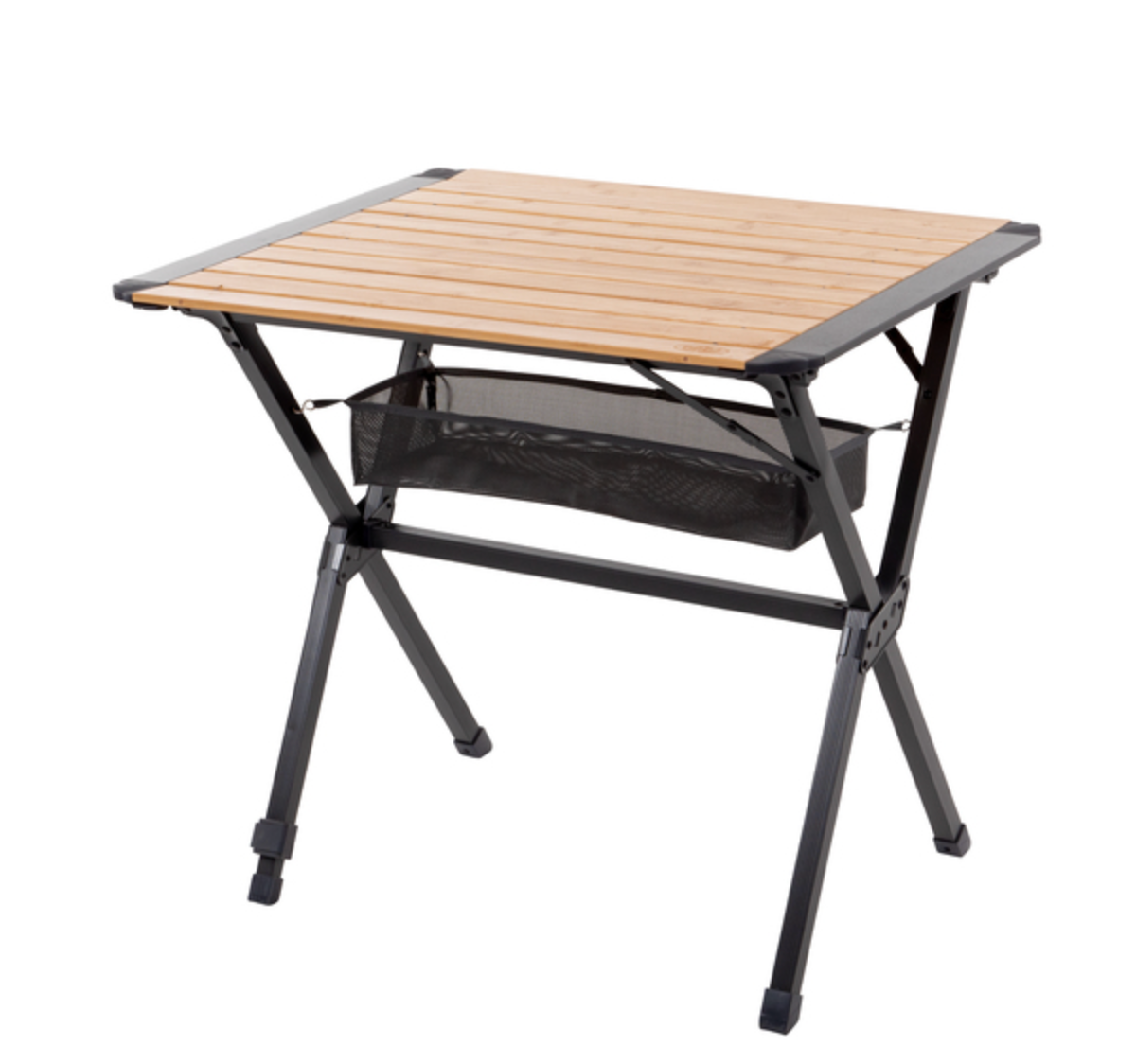 Table pliante en bambou avec filet de rangement - 80x60