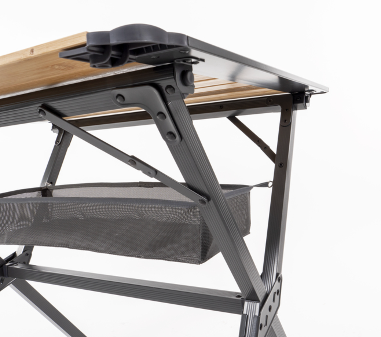 Table pliante en bambou avec filet de rangement - 80x60