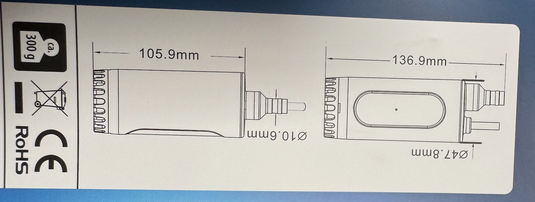 Pompe immergée 12V 18 L/min – Sécurité marche à sec