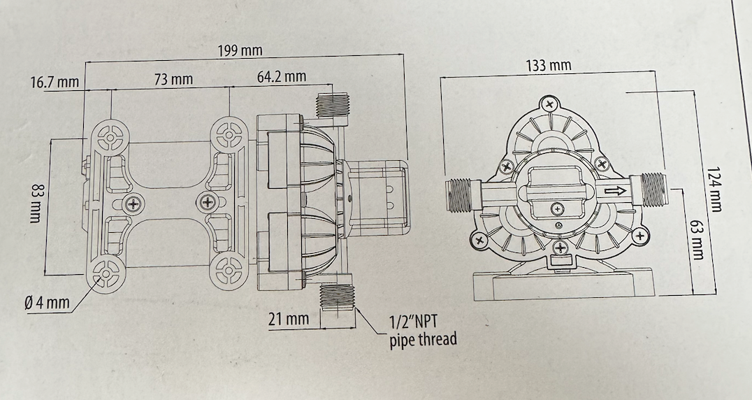 Pompe à eau à pression 12 V – 8 L/min – 1,4 bar