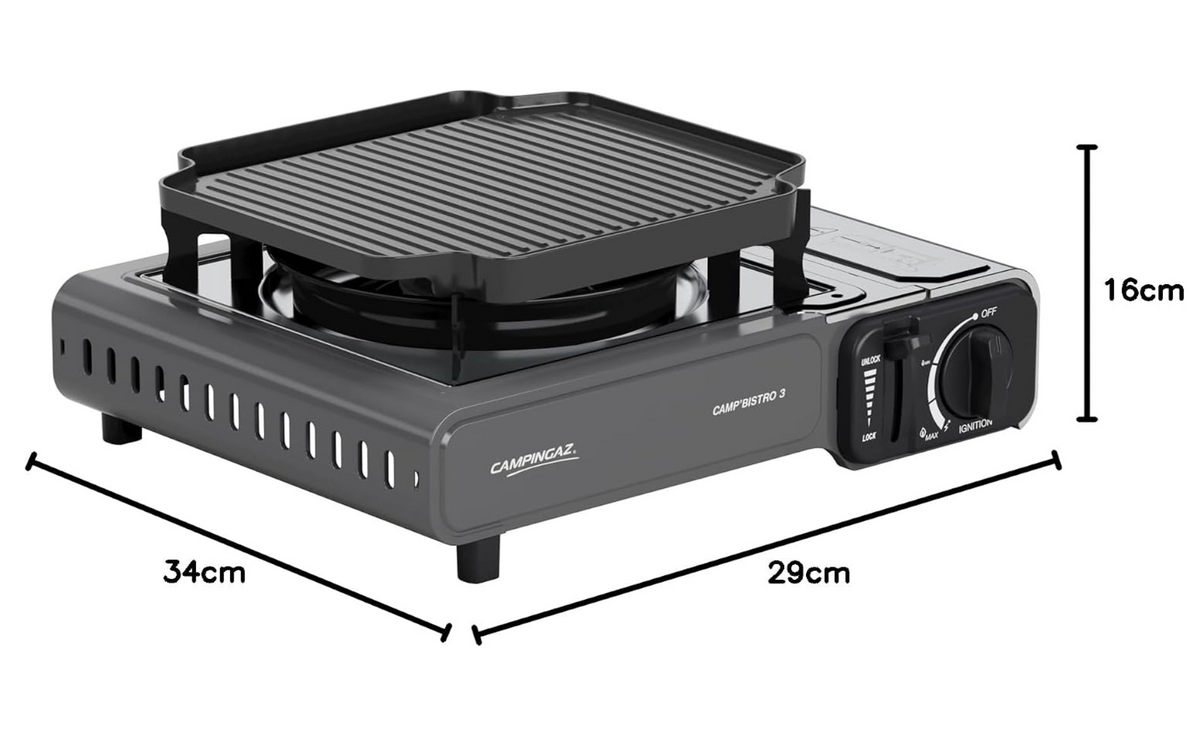 Réchaud gaz 1 feu Camp'Bistro 3 avec plaque grill – Campingaz