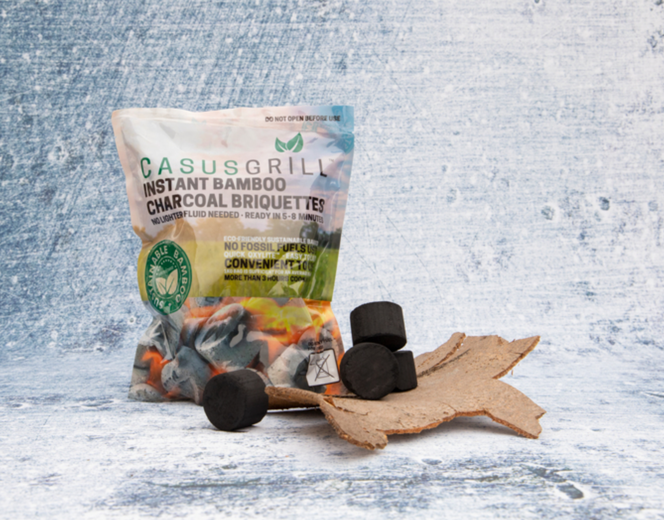 Briquettes de bambou Casus 1kg – combustible compact pour barbecue outdoor