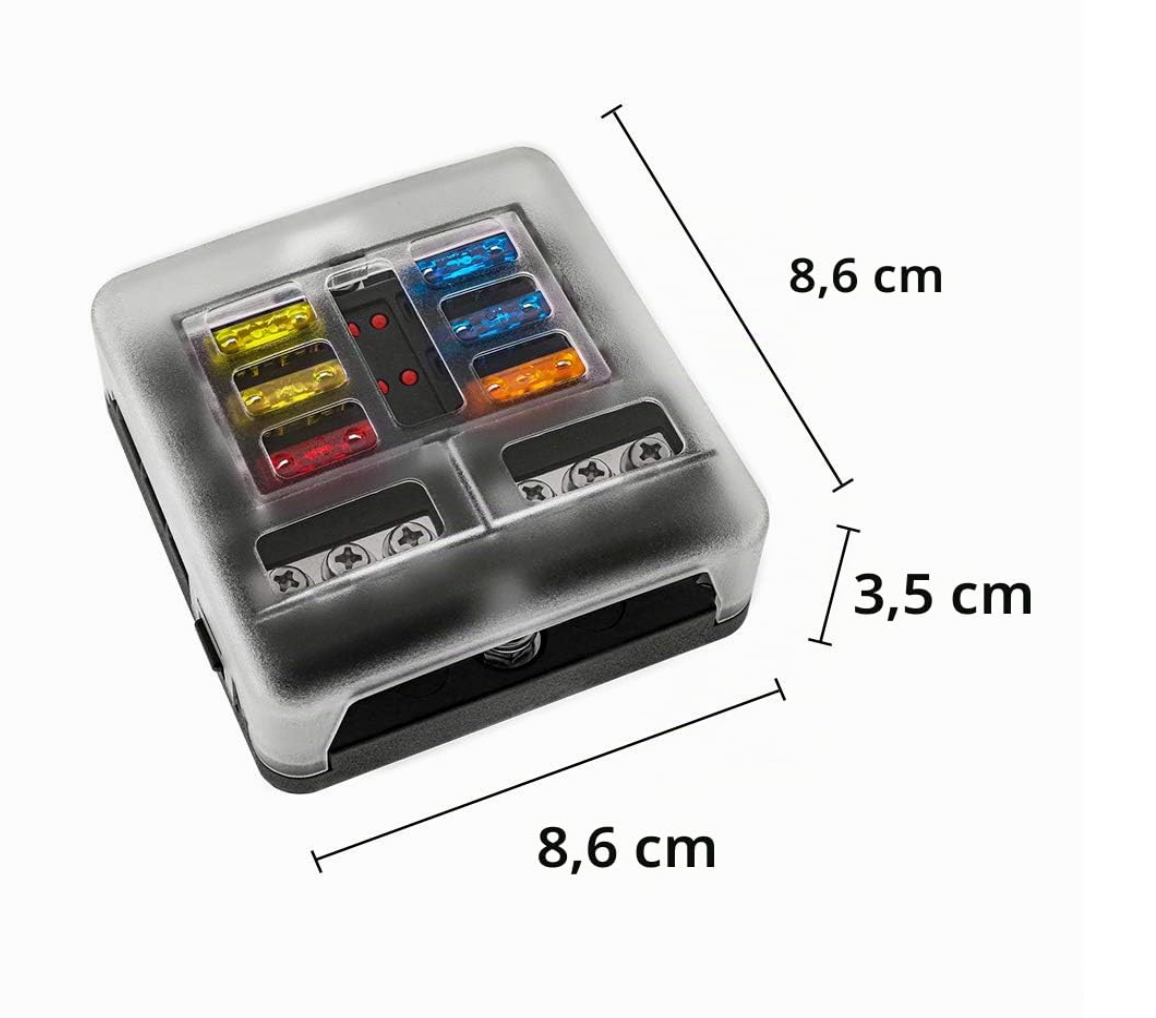 Boîte à fusibles 6 circuits 12V / 24V avec bus négatif et indicateur LED