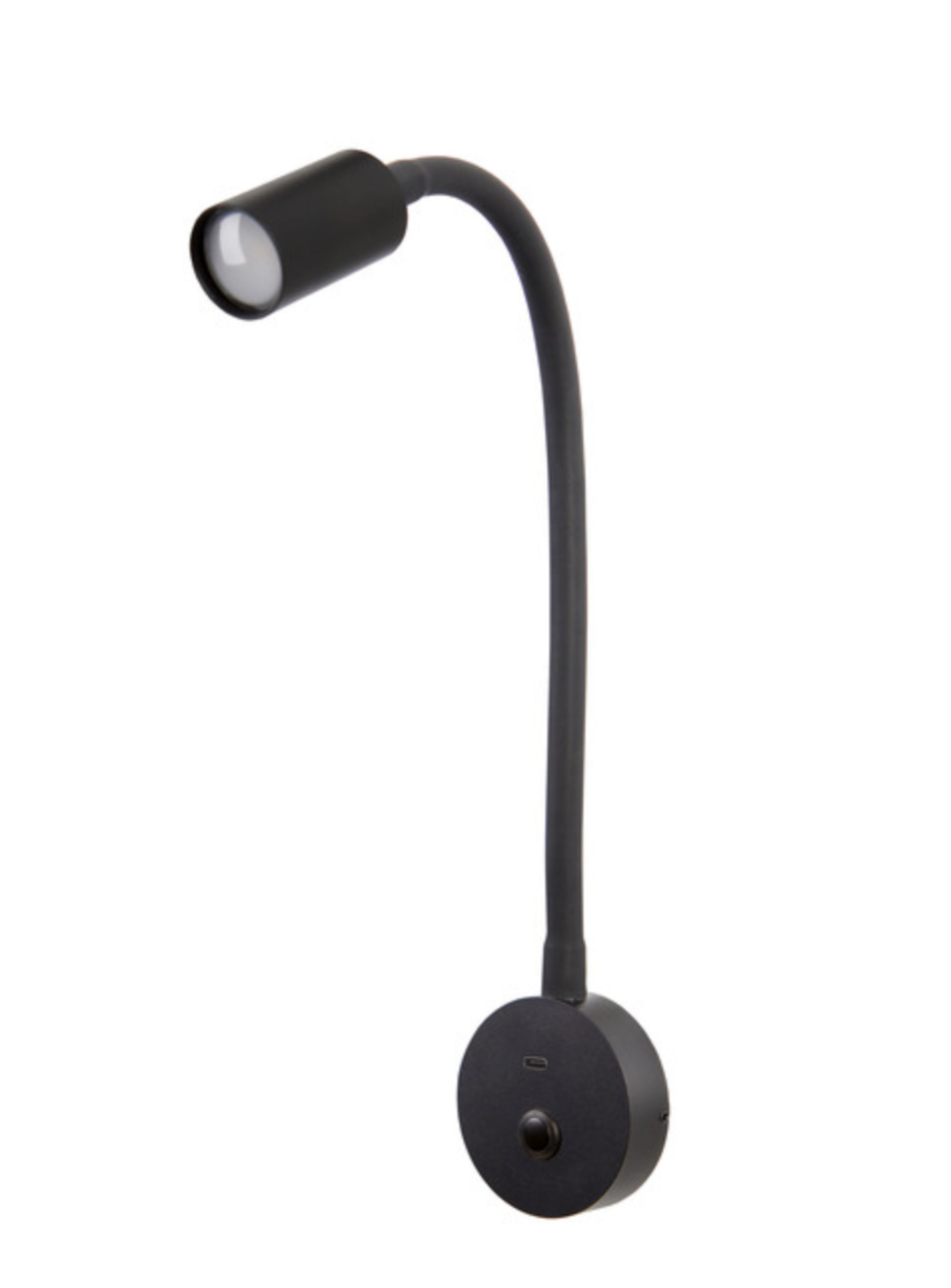 Liseuse LED à col de cygne 12/24 V avec USB-C – Bras flexible 300 mm