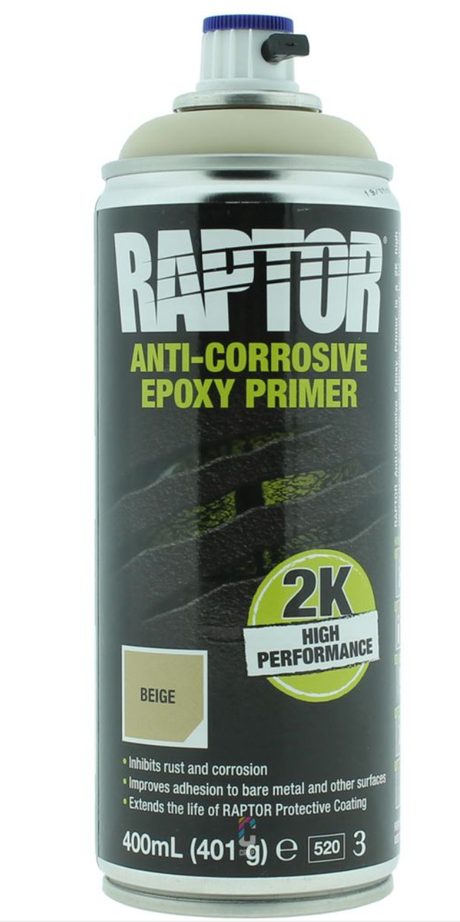 RAPTOR Apprêt Époxy Anti-Rouille 2K – Aérosol 400 ml