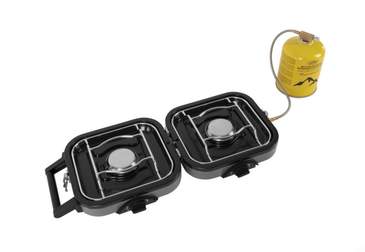 Réchaud gaz pliable 2 feux FLAP’n’COOK – avec plaque grill